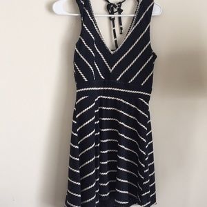 Navy and white striped dress